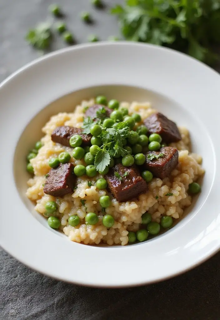 25 Easy Gluten Free Dairy Free Ground Beef Recipes For Dinner - 11. Beef and Pea Risotto