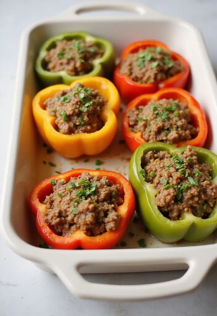 25 Easy Gluten Free Dairy Free Ground Beef Recipes For Dinner - 12. Beef and Quinoa Stuffed Bell Peppers