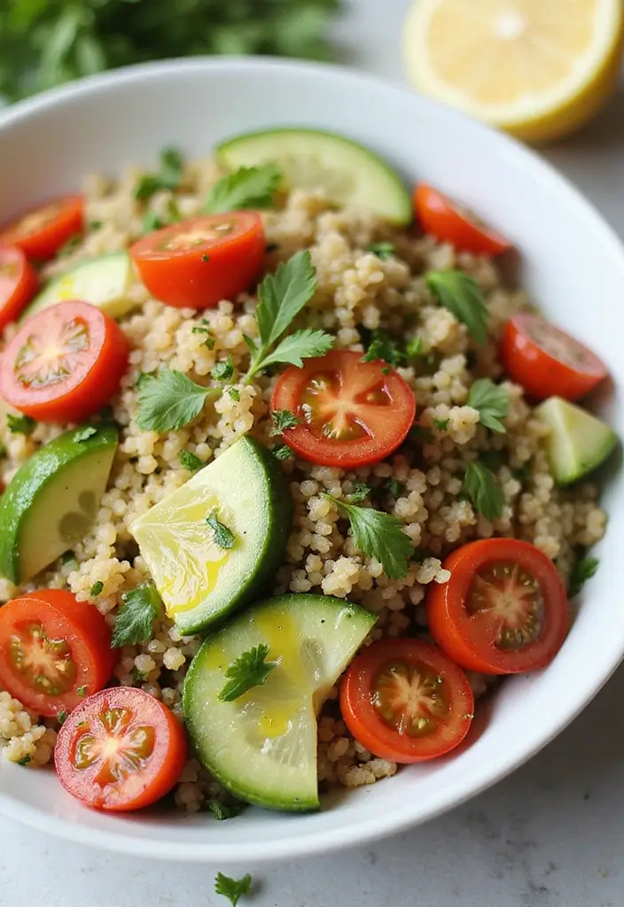 25 Gluten And Dairy Free Lunch Recipes Healthy And Simple - 1. Quinoa Salad with Cherry Tomatoes and Cucumber
