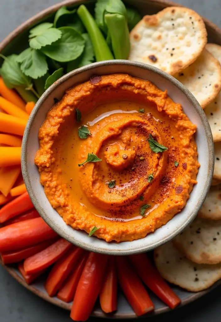 25 Gluten Free Dairy Free Dip Recipes For Every Party - 2. Roasted Red Pepper Hummus