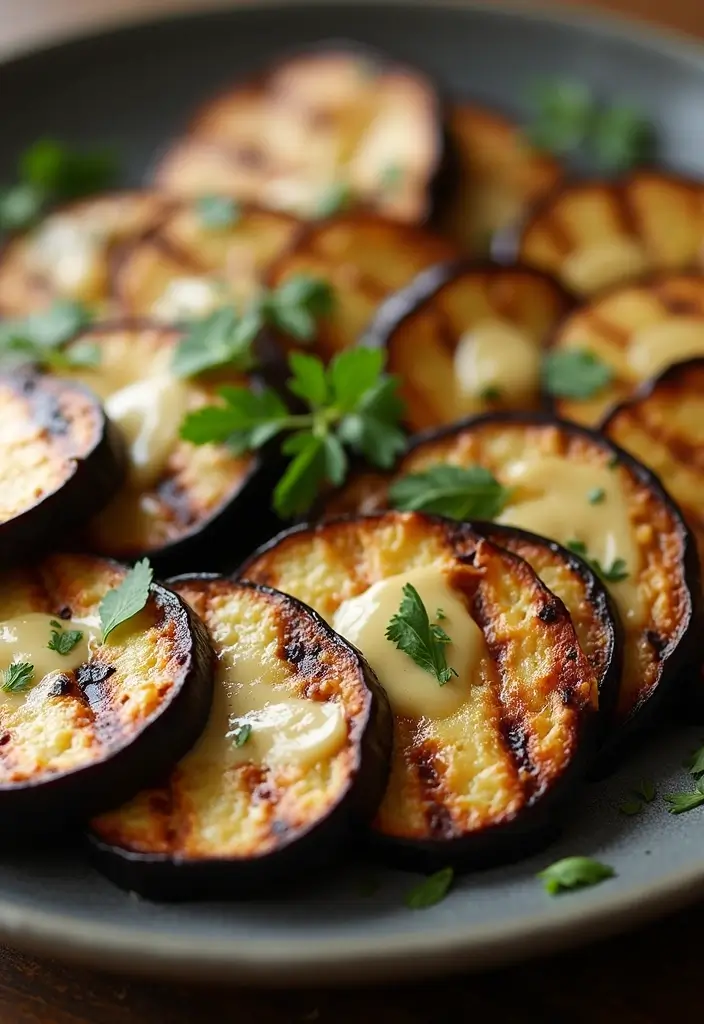 25 Mediterranean Diet Recipes Gluten Free Dairy Free Options - 5. Grilled Eggplant with Tahini Sauce