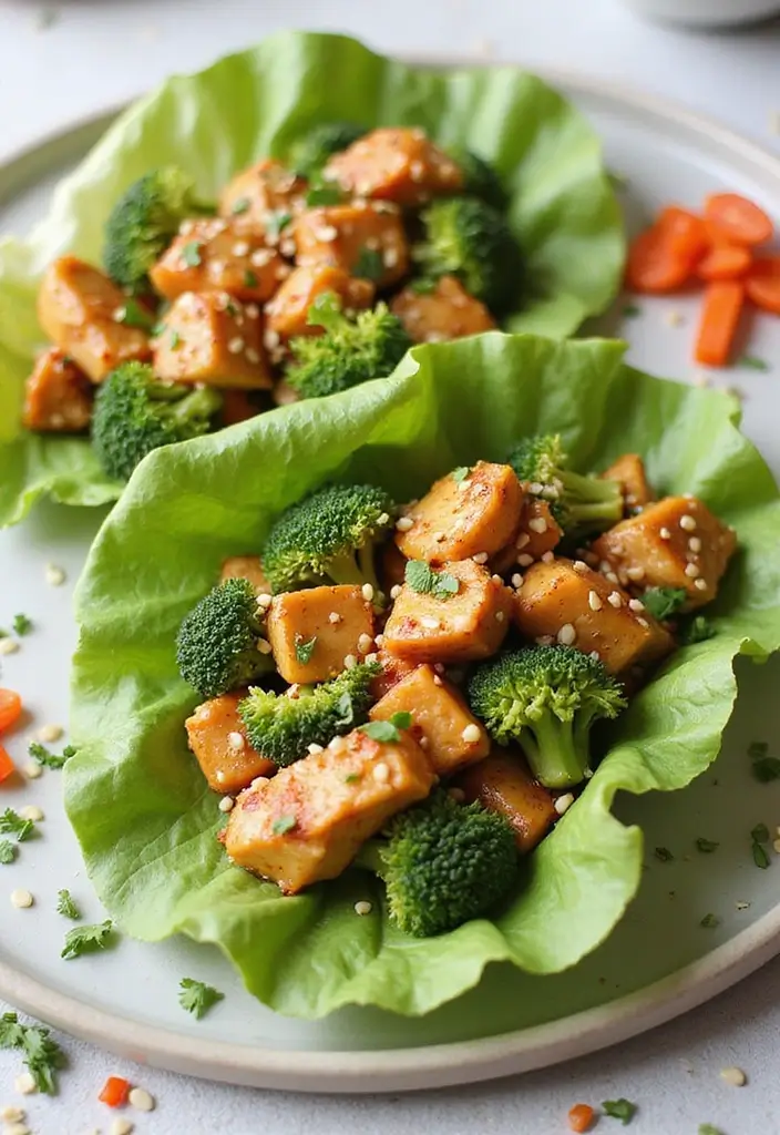 27 Gluten Free Chicken And Broccoli Recipes For Quick Meals - 4. Spicy Chicken and Broccoli Lettuce Wraps