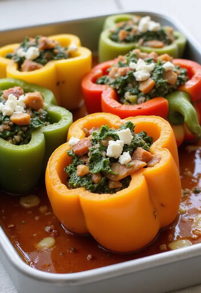 27 Gluten Free Dairy Free Brunch Recipes Perfect For Weekends - 18. Spinach and Feta Stuffed Peppers