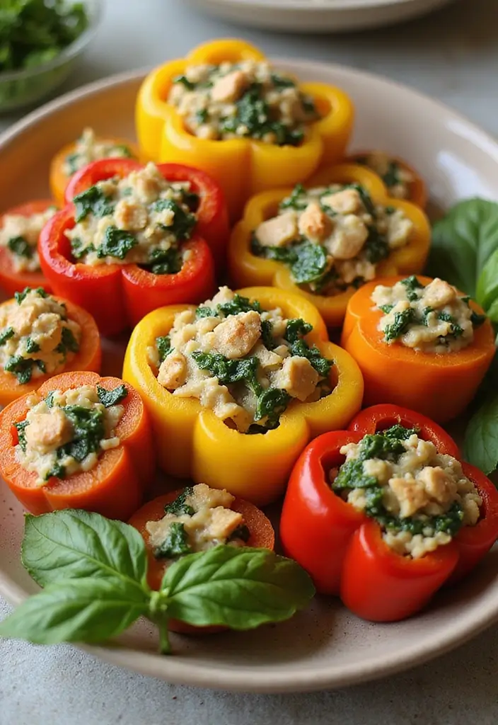 27 Gluten Free Dairy Free Chicken Recipes For Family Meals - 14. Chicken and Spinach Stuffed Peppers