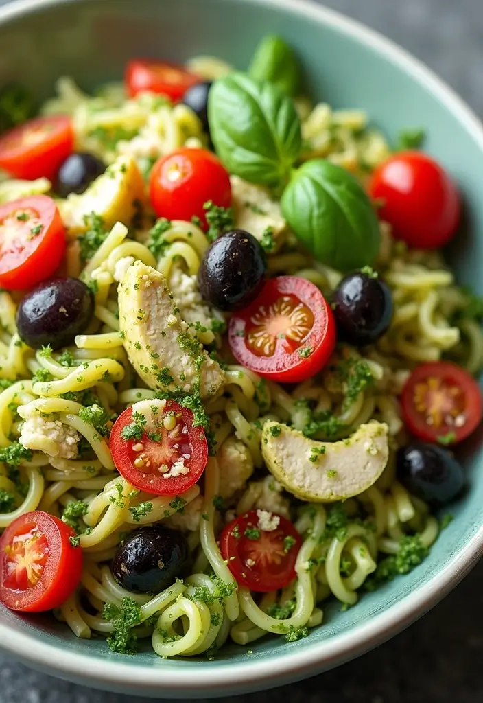 27 Gluten Free Dairy Free Chicken Recipes For Family Meals - 17. Pesto Chicken Pasta Salad