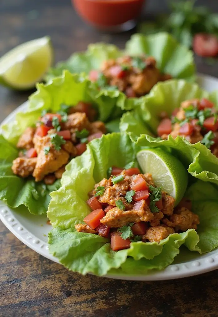 27 Gluten Free Dairy Free Chicken Recipes For Family Meals - 7. Taco Chicken Lettuce Wraps