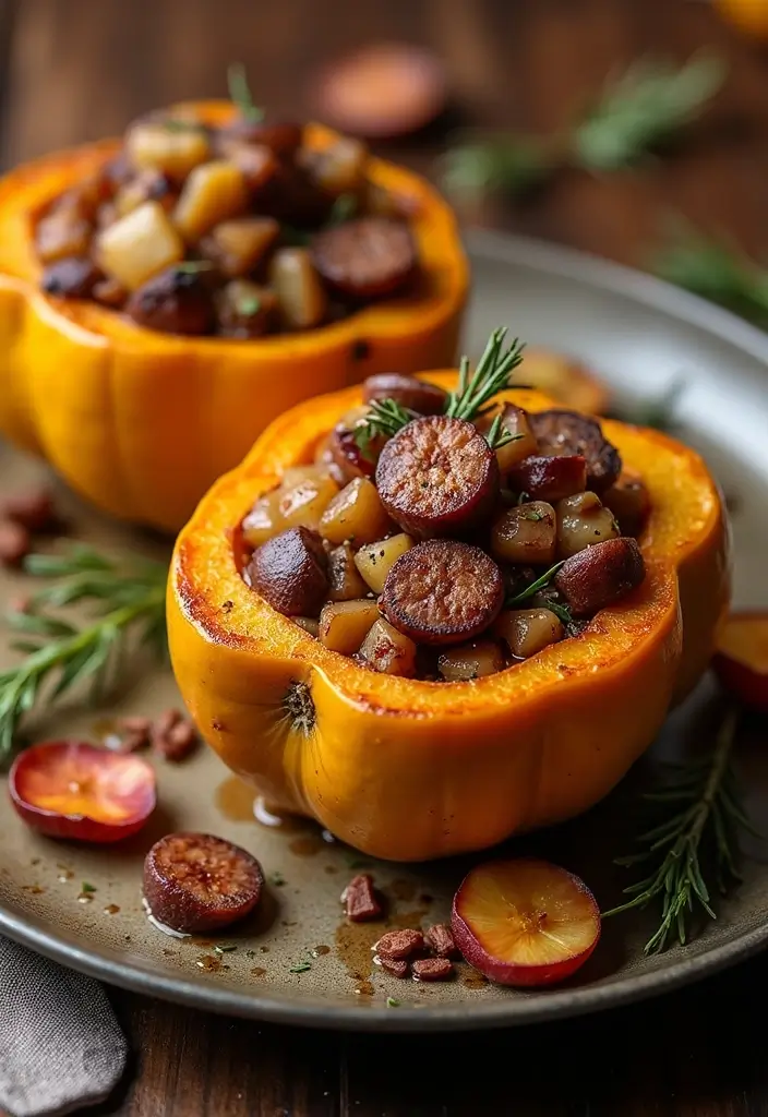 27 Gluten Free Dairy Free Fall Recipes Cozy And Comforting - 8. Apple and Sausage Stuffed Acorn Squash