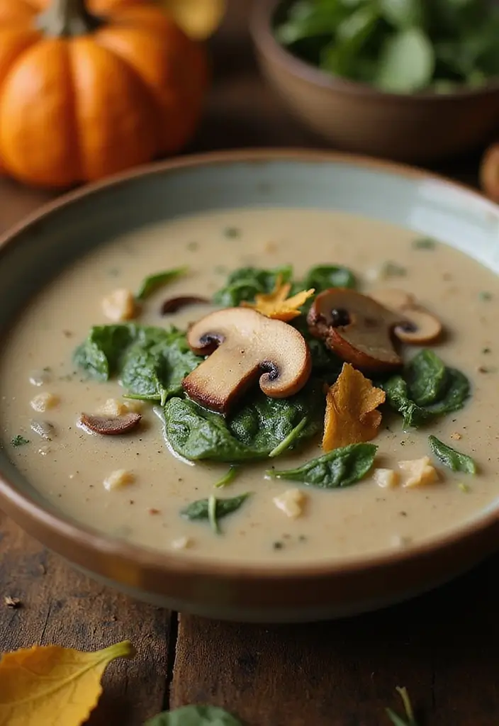 27 Gluten Free Dairy Free Fall Recipes Cozy And Comforting - 9. Creamy Mushroom and Spinach Soup