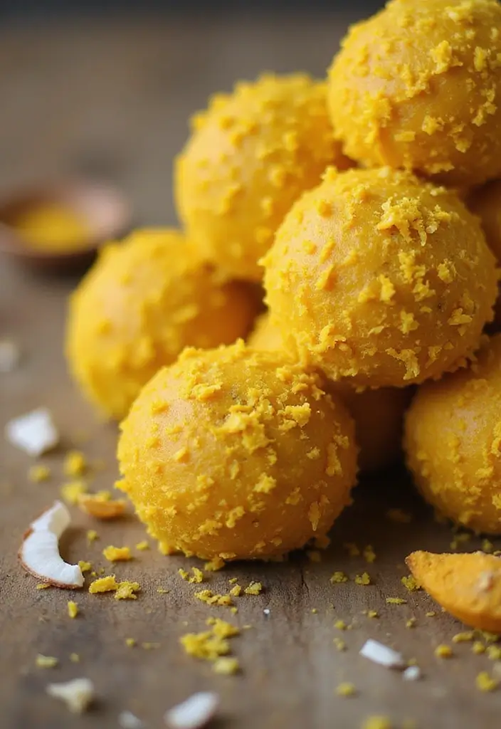 27 Gluten Free Recipes Easy Celiac Desserts That Work Every Time - 4. Golden Turmeric Coconut Energy Balls