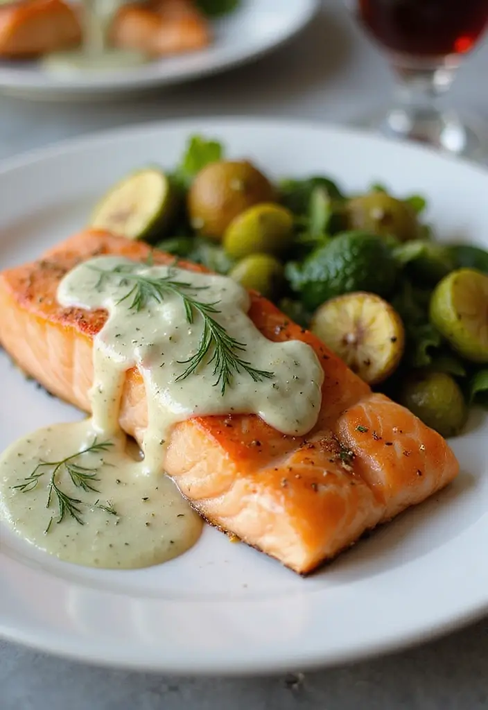 28 Gluten Free Recipes For A Crowd That Everyone Will Enjoy - 21. Baked Salmon with Dill Sauce