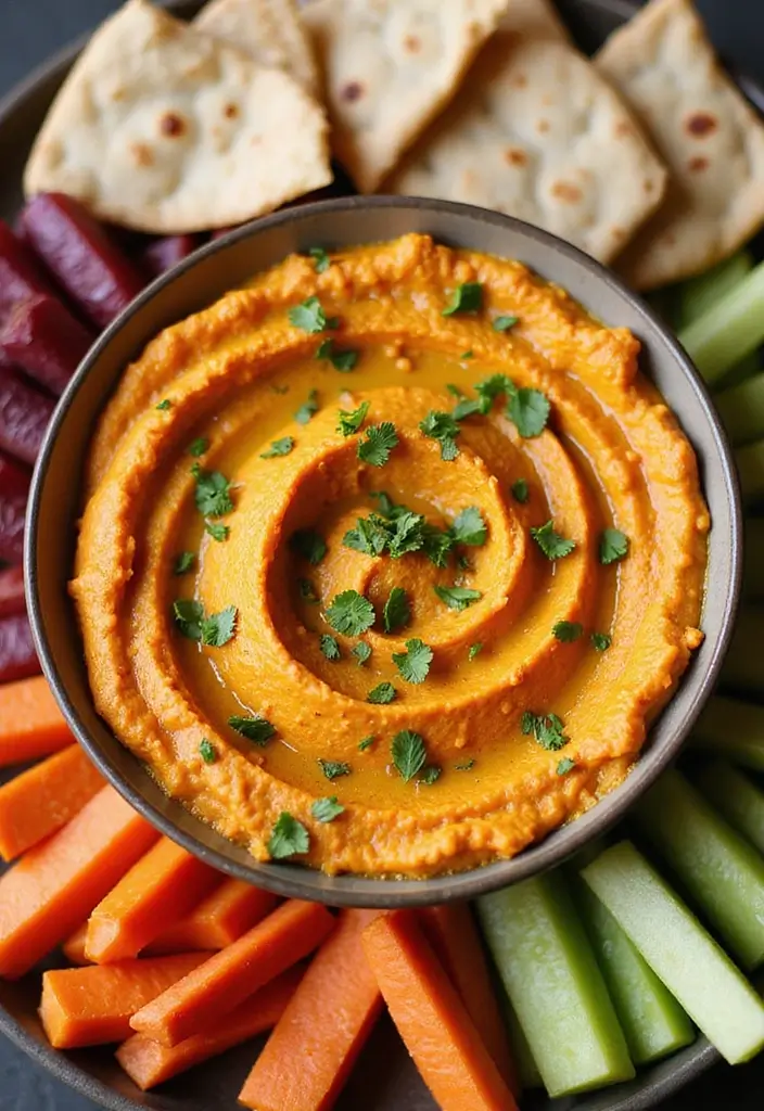 30 Gluten And Dairy Free Snack Recipes To Keep You Full - 28. Moroccan Spiced Carrot Hummus