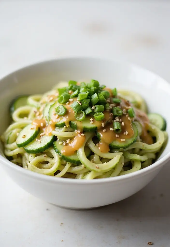 30 Gluten Free Dairy Free Pasta Recipes To Savor - 15. Cucumber Noodles with Sesame Dressing