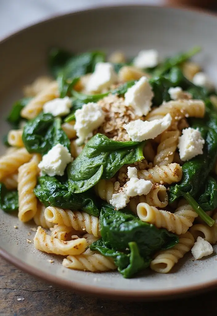 30 Gluten Free Dairy Free Pasta Recipes To Savor - 18. Oat Pasta with Spinach and Feta