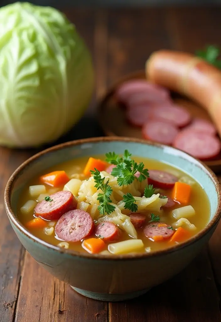30 Gluten Free Dairy Free Soup Recipes To Warm You Up - 20. Cabbage and Sausage Soup