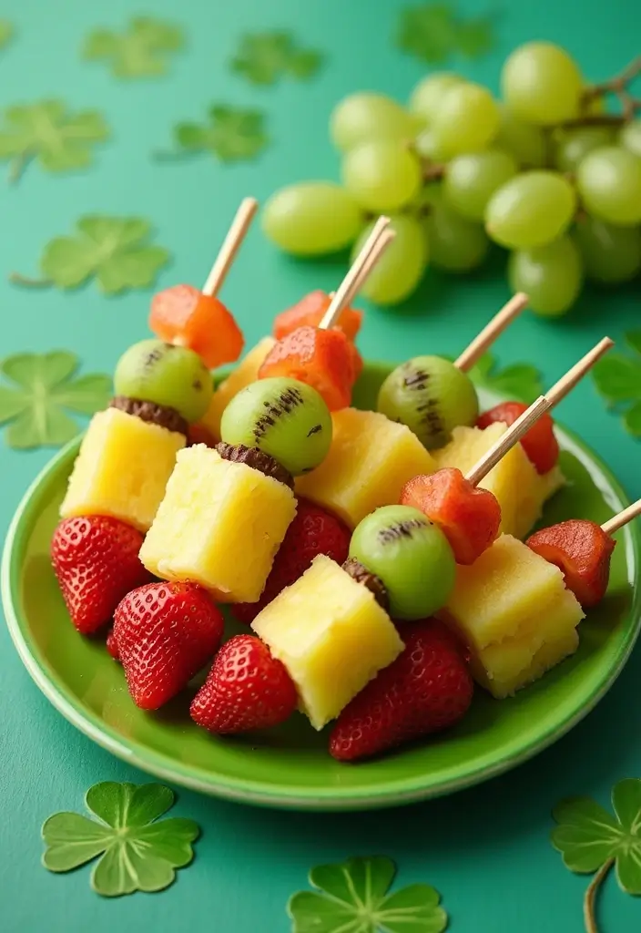 30 Gluten Free St Patricks Day Recipes To Celebrate - 5. Leprechaun Fruit Skewers
