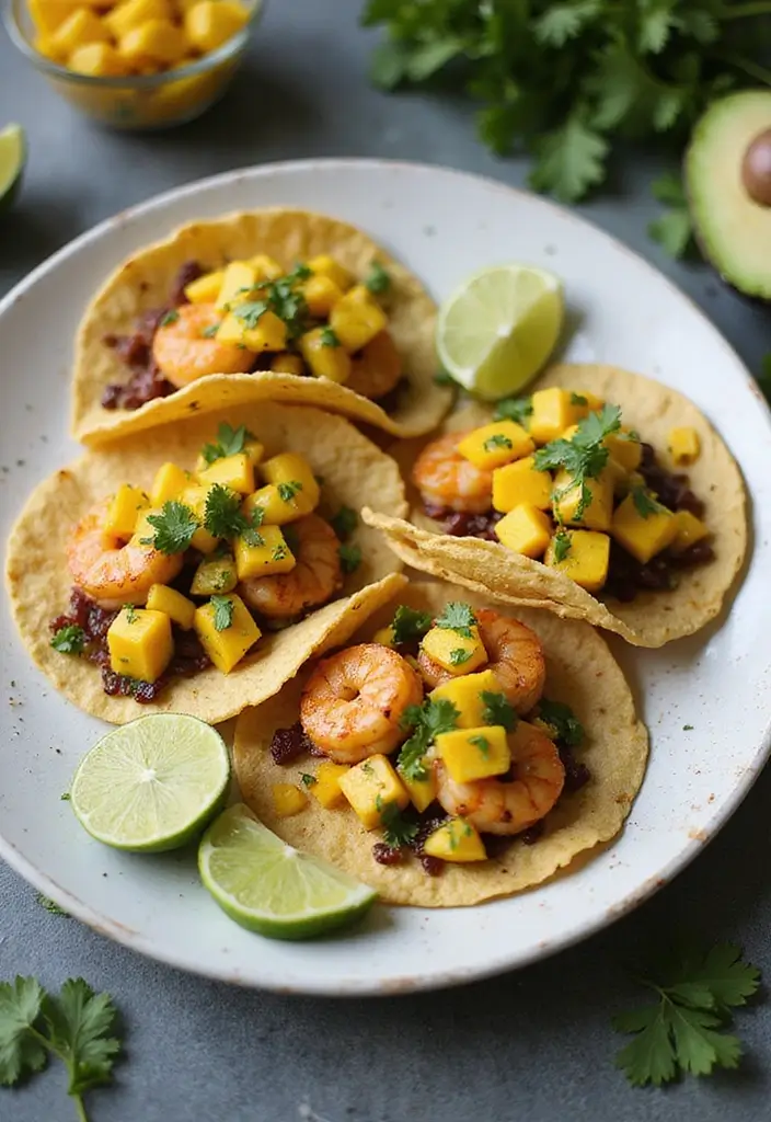 30 Gluten and Dairy Free Recipes for Dinner Tonight - 24. Shrimp Tacos with Mango Salsa