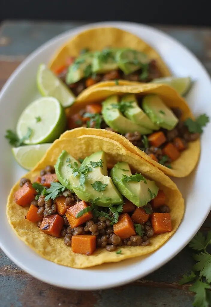 30 High Protein Vegan Gluten Free Recipes To Fuel Your Day - 4. Lentil and Sweet Potato Tacos