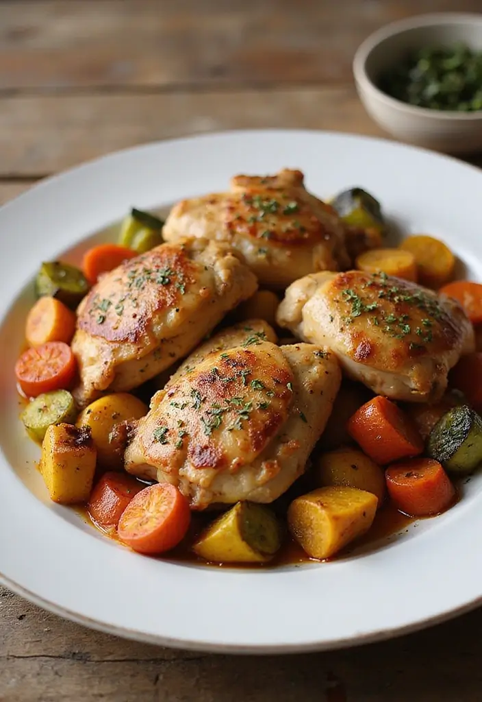 30 Low Carb Gluten Free Recipes Dinner Ideas You Will Love - 12. Baked Chicken Thighs with Vegetables