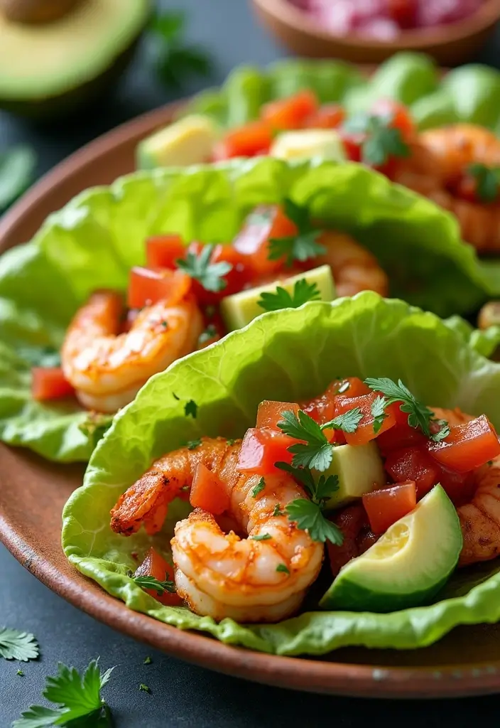 30 Low Carb Gluten Free Recipes Dinner Ideas You Will Love - 16. Shrimp Tacos in Lettuce Wraps