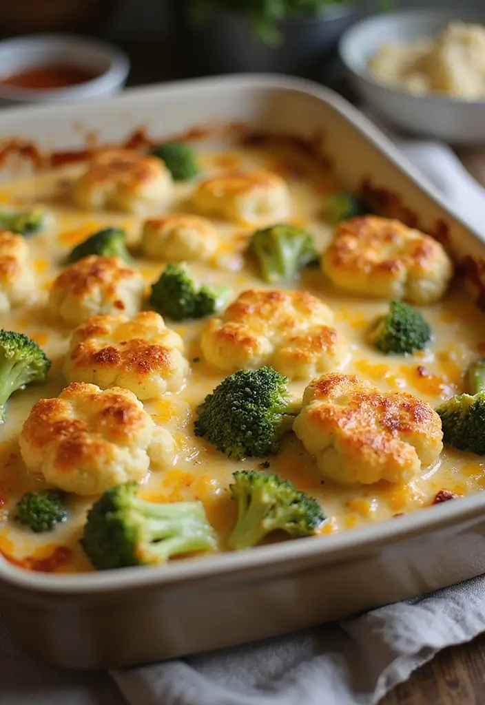 30 Low Carb Gluten Free Recipes Dinner Ideas You Will Love - 27. Cheesy Broccoli and Cauliflower Casserole