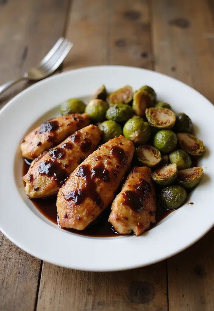 30 Low Carb Gluten Free Recipes Dinner Ideas You Will Love - 28. Balsamic Glazed Chicken with Brussels Sprouts