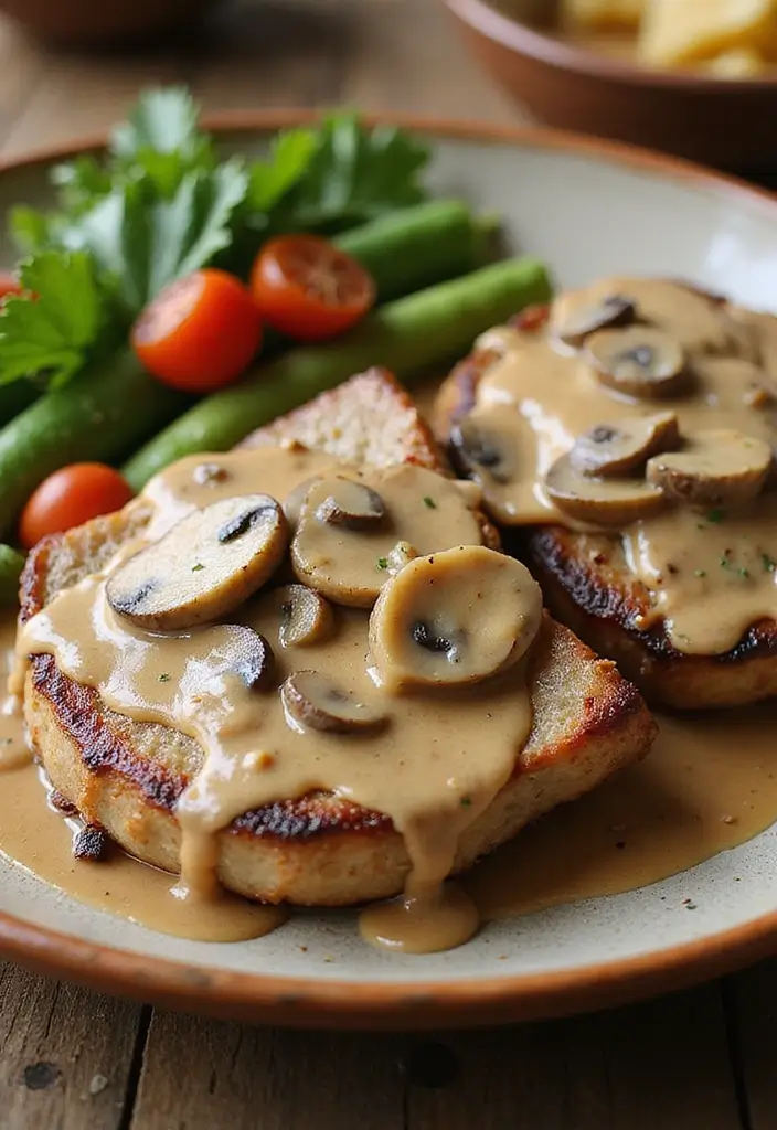 30 Low Carb Gluten Free Recipes Dinner Ideas You Will Love - 29. Pork Chops with Garlic Mushroom Sauce