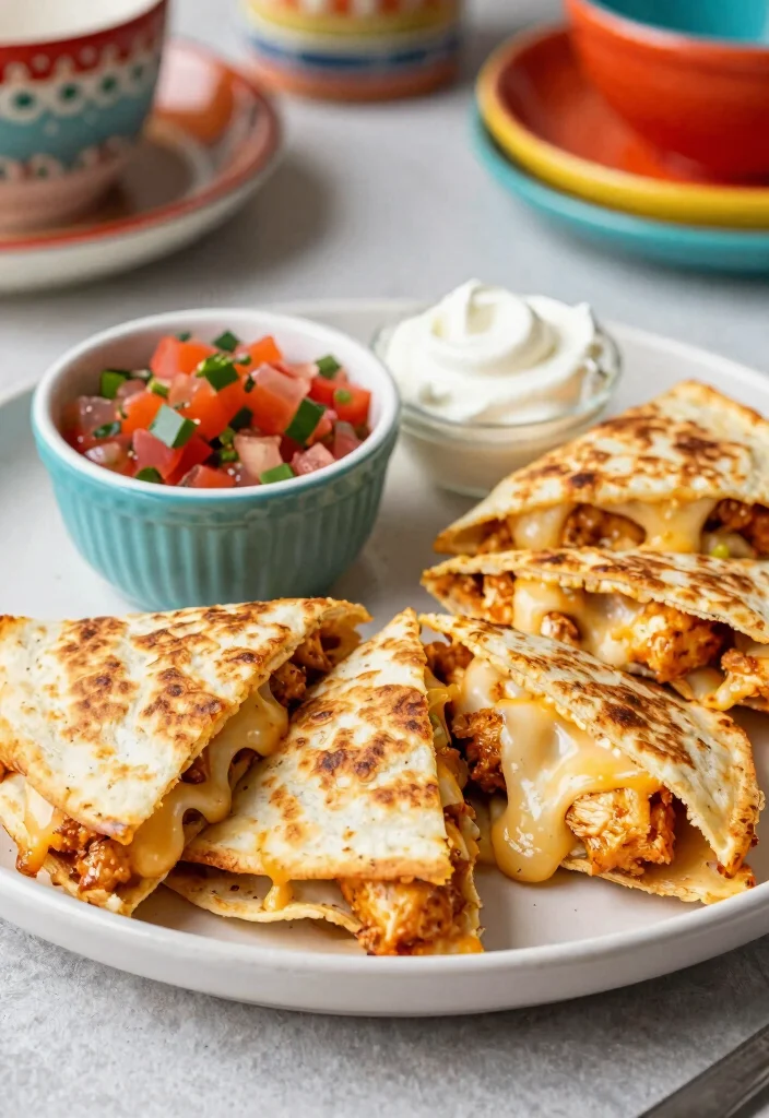 10 No Veggie Dinner Recipes for Simple Comfort Meals 23 10 No Veggie Dinner Recipes for Simple Comfort Meals - 3. Cheesy Chicken Quesadillas 1