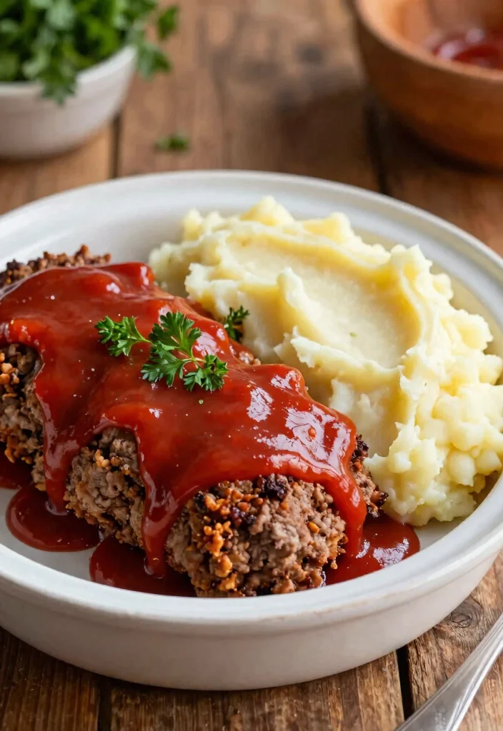 10 No Veggie Dinner Recipes for Simple Comfort Meals 67 10 No Veggie Dinner Recipes for Simple Comfort Meals - 7. Meatloaf with Mashed Potatoes 1