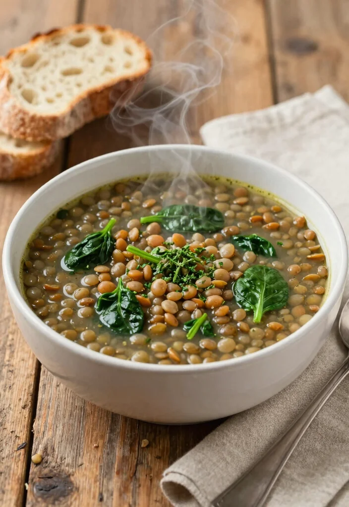12 Eating Well Healthy Recipes for Balanced Living - 7. Lentil Soup with Spinach 1