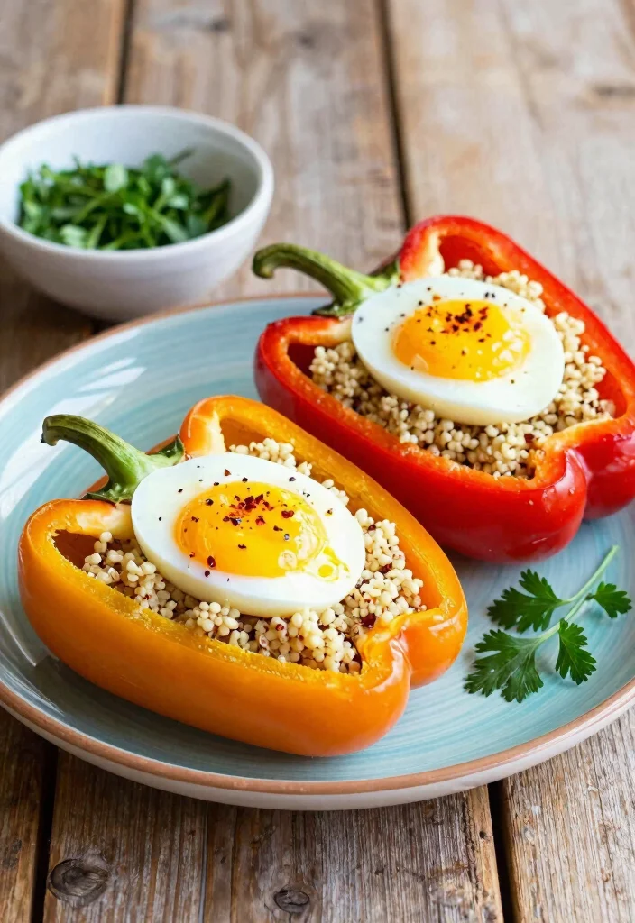 12 Healthy Egg Dinner Recipes for Protein Packed Nights 3. Egg and Quinoa Stuffed Peppers 0