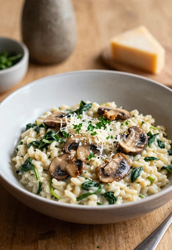 12 Low Carb Healthy Instant Pot Recipes for Busy Days - 11. Mushroom and Spinach Risotto 1