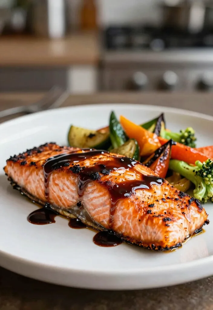 12 Main Dish Dinner Recipes for Easy Meal Planning - 8. Balsamic Glazed Salmon with Veggies 1