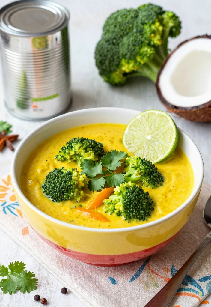 12 Vegan Broccoli Soup Recipes for Cozy Plant Based Bowls - 3. Coconut Curry Broccoli Soup 1