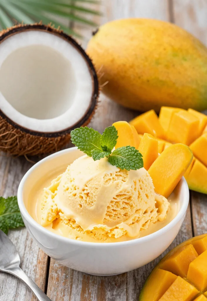 12 Vegan Ice Cream Recipes for Creamy Dairy Free Desserts - 1. Creamy Coconut Mango Ice Cream 1