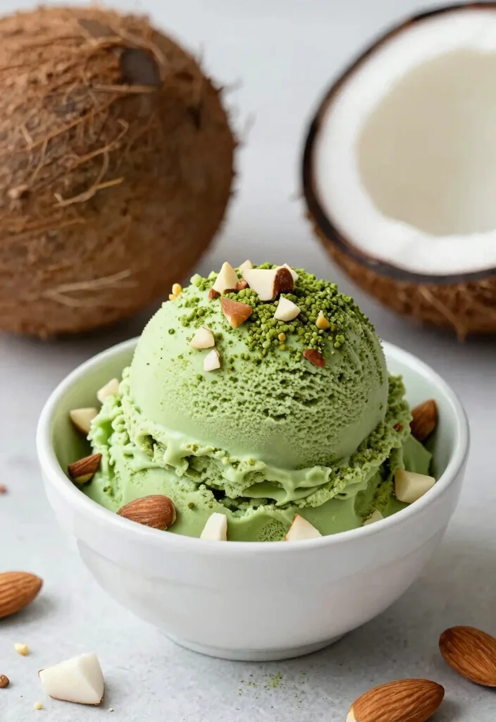 12 Vegan Ice Cream Recipes for Creamy Dairy Free Desserts - 12. Matcha Coconut Almond Crunch 1