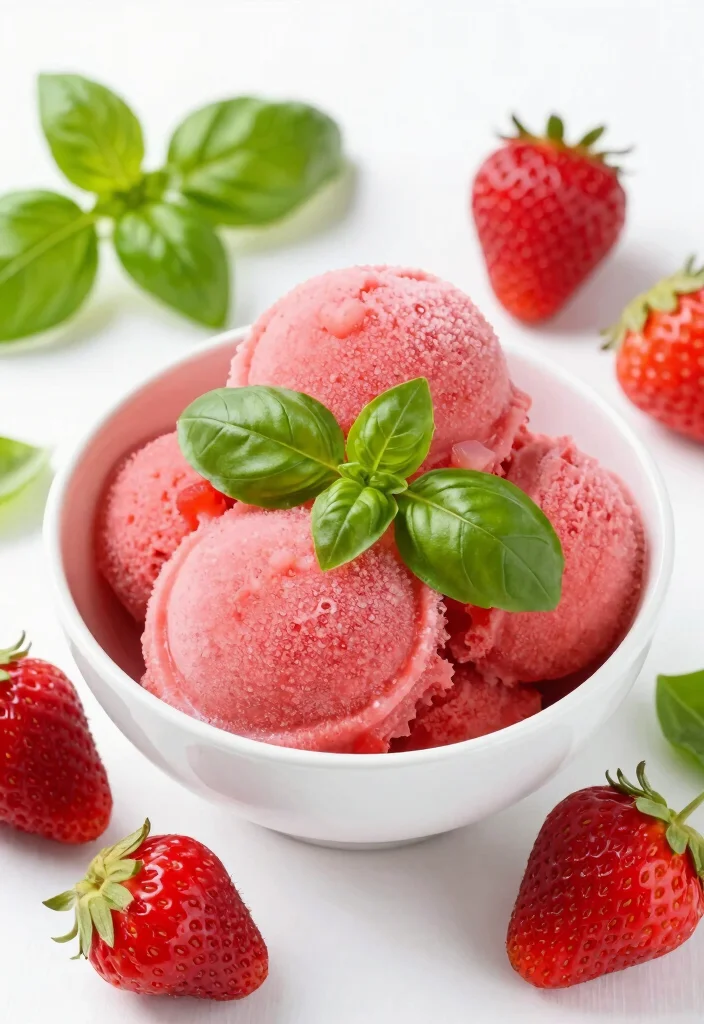 12 Vegan Ice Cream Recipes for Creamy Dairy Free Desserts - 7. Refreshing Strawberry Basil Sorbet 1