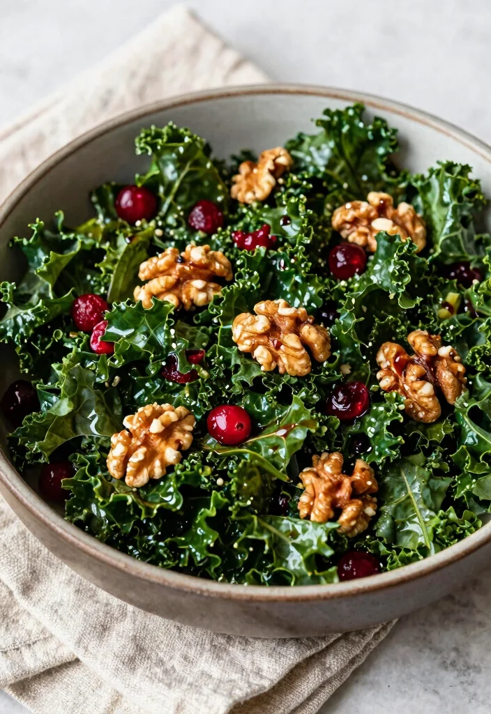 12 Vegan Kale Salad Recipes for Fresh Nutritious Meals - 8. Walnut and Cranberry Kale Salad 1