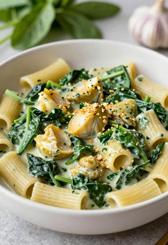 12 Vegan Pasta Primavera Recipes for Light Seasonal Dinners - 6. Spinach and Artichoke Pasta Primavera 1