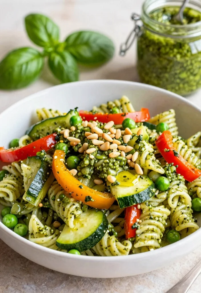 12 Vegan Pasta Primavera Recipes for Light Seasonal Dinners - 7. Pesto Pasta Primavera 1