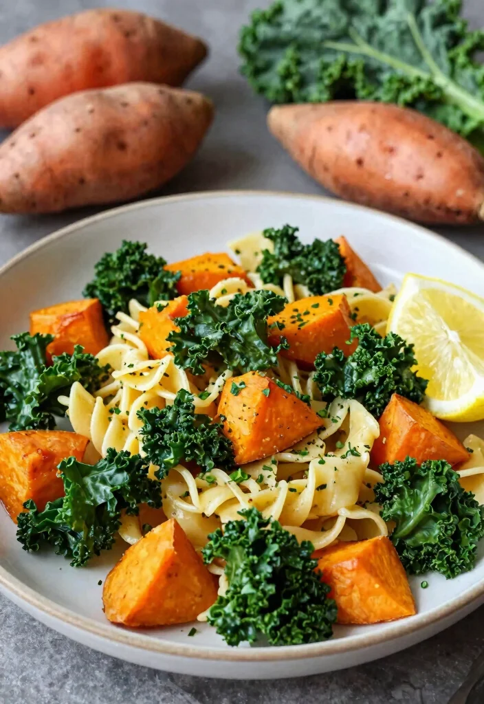 12 Vegan Pasta Primavera Recipes for Light Seasonal Dinners - 8. Sweet Potato and Kale Pasta Primavera 1