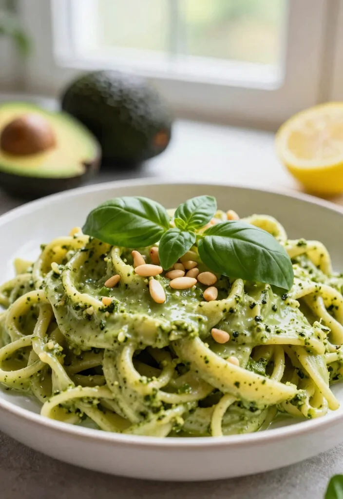 12 Vegan Pesto Pasta Recipes for Fresh Plant-Based Flavor - 1. Creamy Avocado Basil Pesto Pasta 1