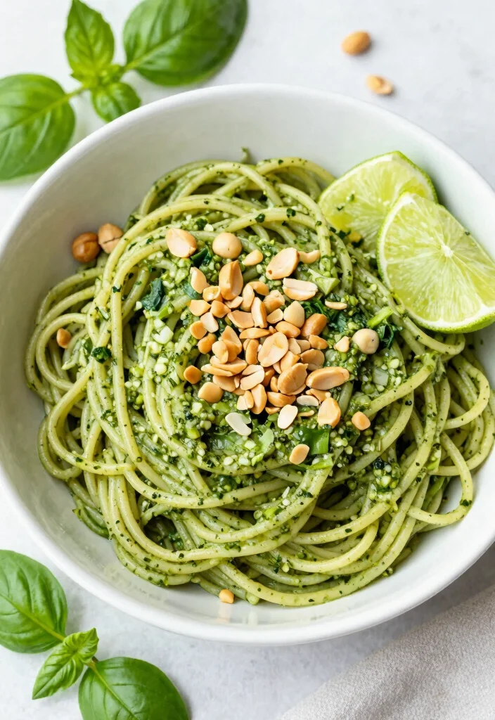 12 Vegan Pesto Pasta Recipes for Fresh Plant-Based Flavor - 12. Thai Basil Pesto Pasta 1