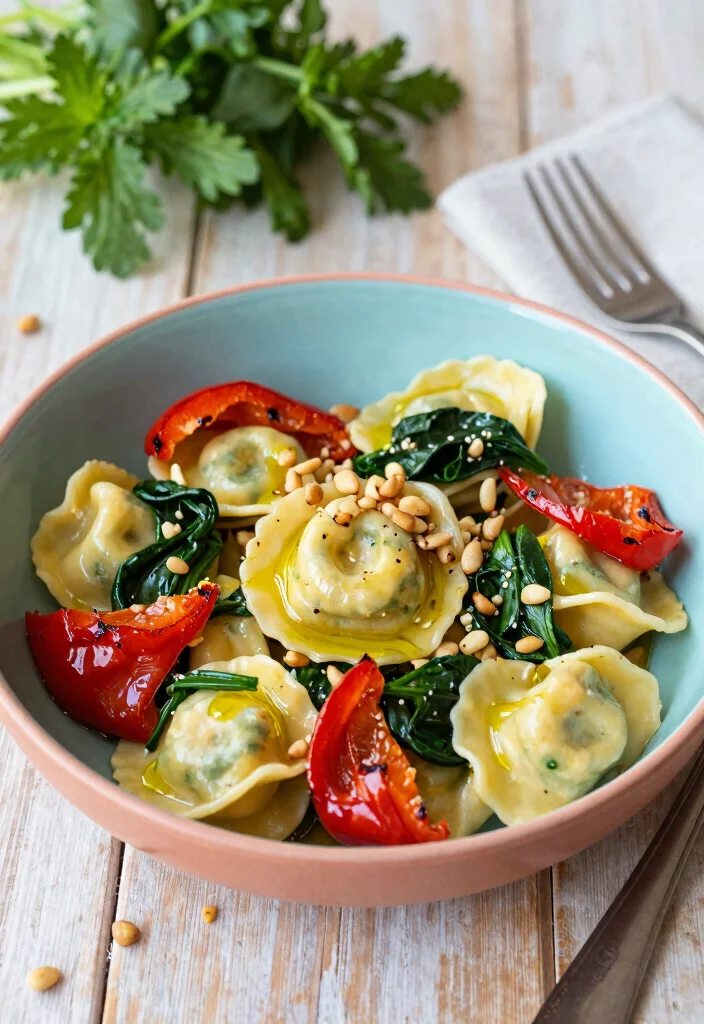 12 Vegan Tortellini Recipes for Comforting Meatless Meals - 10. Roasted Red Pepper and Spinach Tortellini 1