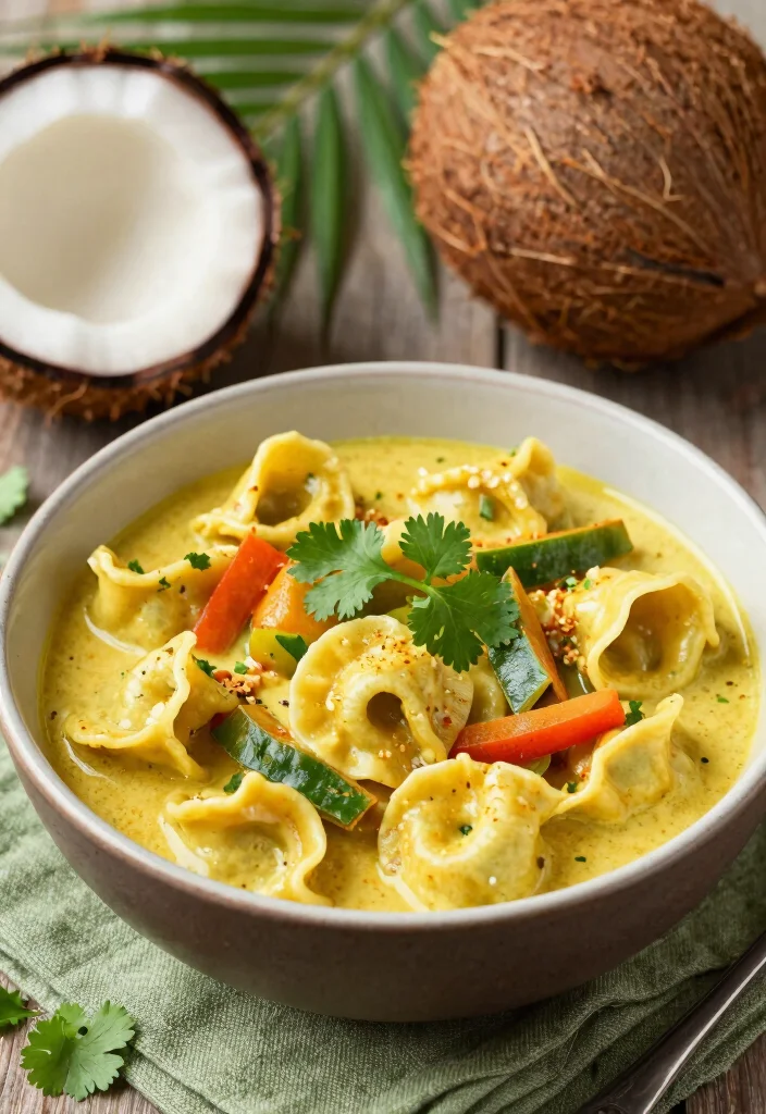 12 Vegan Tortellini Recipes for Comforting Meatless Meals - 12. Coconut Curry Tortellini 1